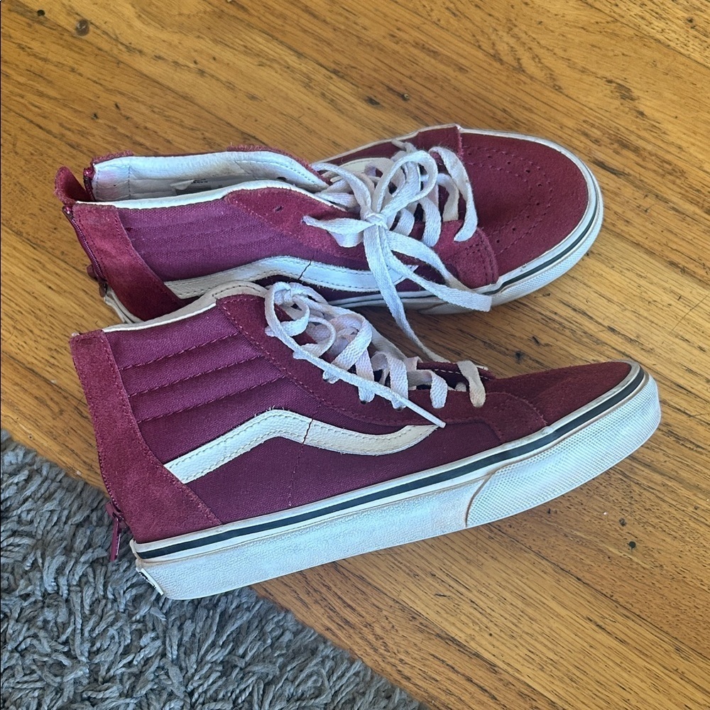 VANS SK8-Hi Maroon Lace-Up Shoes Back Zipper Sneakers Size 1.5 Kids